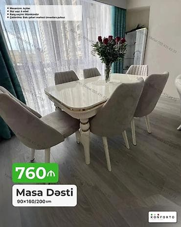 kohnə stul: Masa Dəsti – 90×160/200 sm - Mexanizm: Açılan (uzadıla bilən) - Stul — 1