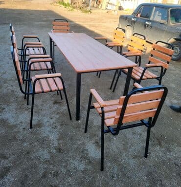 bağ yellencekleri: Yeni, Dördbucaq masa, 4 stul, Açılmayan, Stullar ilə, Metal, Azərbaycan — 5
