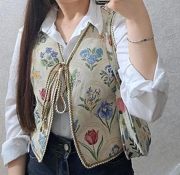 Şəxsi əşyalar: Toxunma naxışlı 2-li dəst: jilet və çiyin çantası - Material: qalın — 2