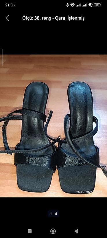Босоножки, сандалии, шлепанцы: Qadın sandaleti - Ölçü: 38 - Rəng: qara - Model: incə kəmərli, önü — 3