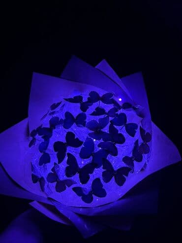 Akkumulyatorlar: LED işıqlı “Kəpənək” buket - Dekorativ buke kompozisiyası: şəffaf — 1