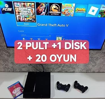 playstation 4 disk: PS4 500gb əla vəziyətdə, plombu üzərində, 2 pult +20 oyun Metrolara — 1