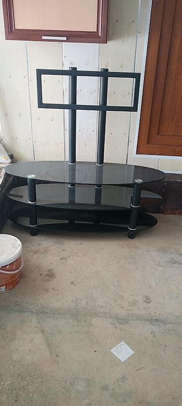 пружинный блок для дивана: Прямой ТВ стенд, С полками, Стеклянный — 1