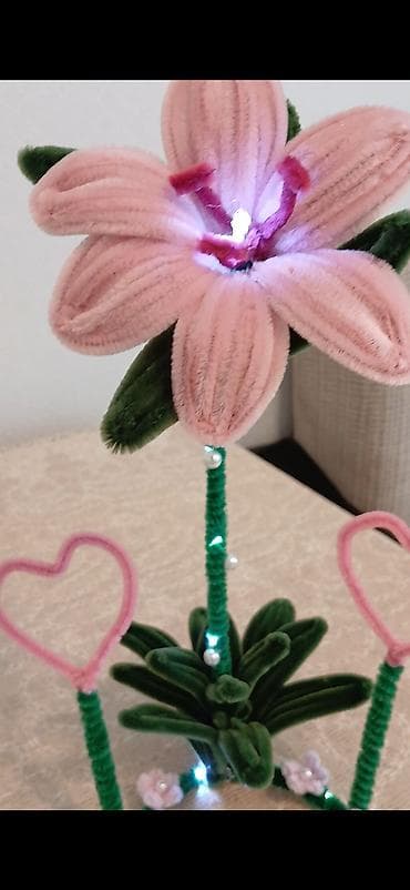 LED işıqlı dekorativ süni gül kompozisiyası - Material: yumşaq tüklü — 2