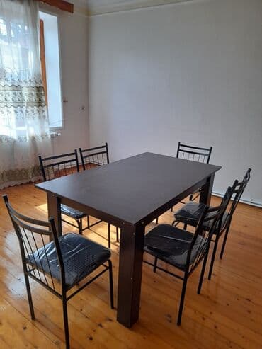Mətbəx üçün, Yeni, Açılmayan, Dördbucaq masa, 6 stul