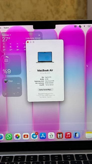 klaviatura notebook: Satılır: Apple MacBook Air M3 13” (8 GB RAM / 256 GB SSD) 2024 Təcili — 3