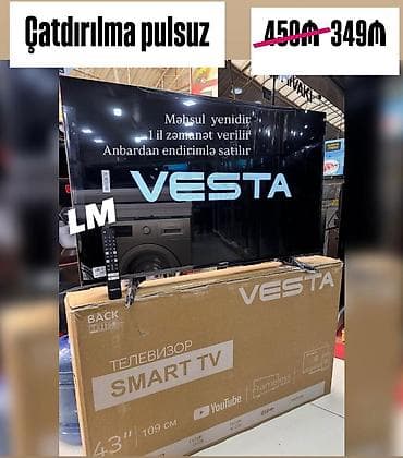 Elektronika: VESTA 43" (109 sm) Smart TV Xüsusiyyətlər: - Frameless dizayn, nazik — 1
