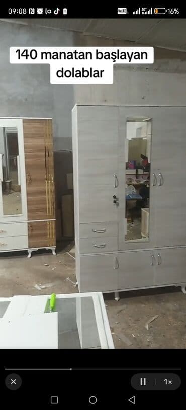 kiçik dolab: Açılan, 3 qapılı Düz dolab, Qarderob, paltar dolabı — 17