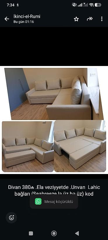divanar: Divan 380₼ .Ela veziyyetde .Unvan Ləhic bağları (Seabreeze lə üz bə — 1