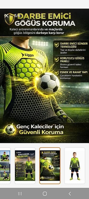 futbol corabı: Uşaq qapıçı dəsti – Liggo markası, 6 parça set Tərkib: - Forma — 5