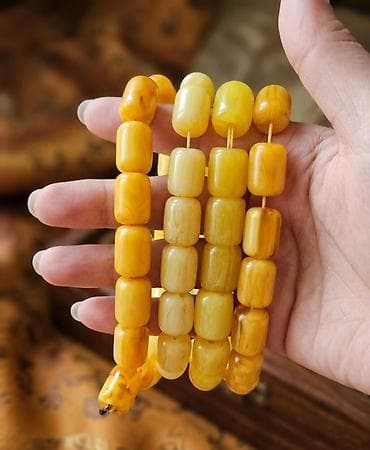 kehraba tesbeh satisi: Sarı-qızılı tonlarda böyük ölçülü təsbeh muncuqları – bal kəhrəba — 2