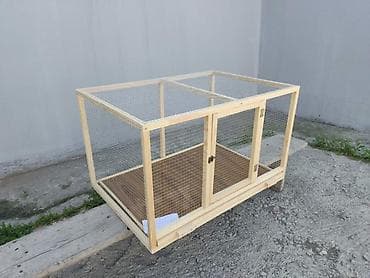 Quşlar: Taxta karkaslı tel qəfəs / volyer - Material: təbii şam ağacından — 4