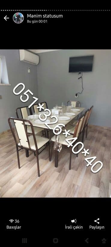 Masa və oturacaq dəstləri: Qonaq otağı üçün, Yeni, Dördbucaq masa, 4 stul — 9