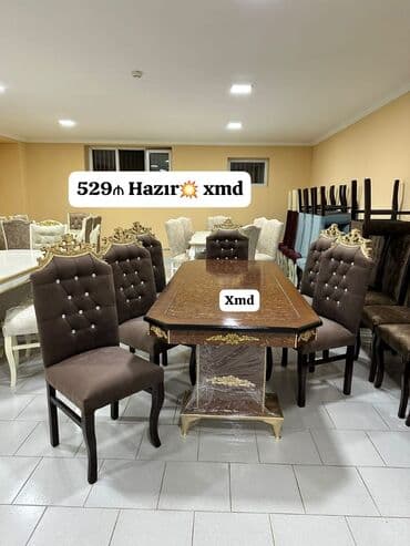 mətbəxt stol stulları: Qonaq otağı üçün, Yeni, Dördbucaq masa, 6 stul — 3