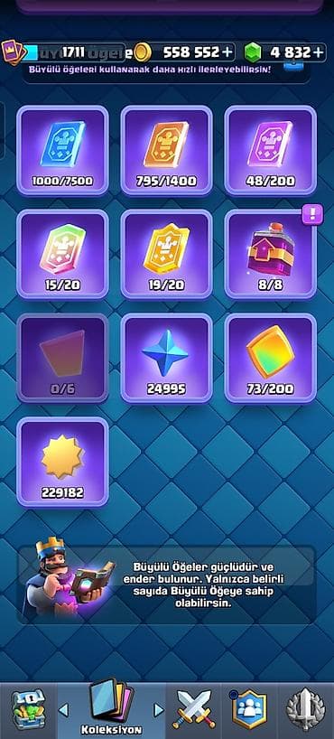 canta satışı: Clash Royale hesabı Xüsusiyyətlər - Kral səviyyəsi/kartlar: çoxlu — 8