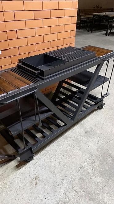 Manqallar, qrillər, barbekyu: Açıq hava üçün peşəkar kömür/manqal stolu və modul mətbəx komplekti - — 2