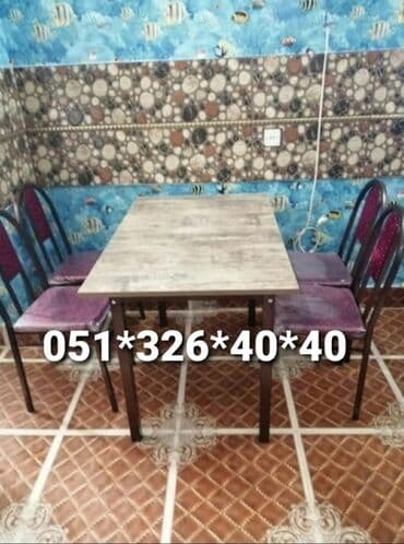 Masa və oturacaq dəstləri: Qonaq otağı üçün, Yeni, Açılan, Dördbucaq masa, 1 stul — 10