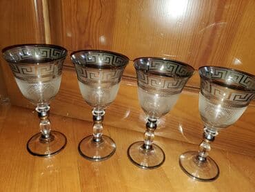 ağ şanı üzümü: Stəkanlar, rəng - Gümüşü, Şüşə, 4 ədədli dəst — 4