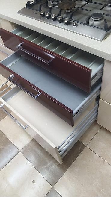 ремонт кухни в хрущевке: Mətbəx mebeli dəsti – müasir dizayn, L formalı yerləşim - Üst və alt — 4