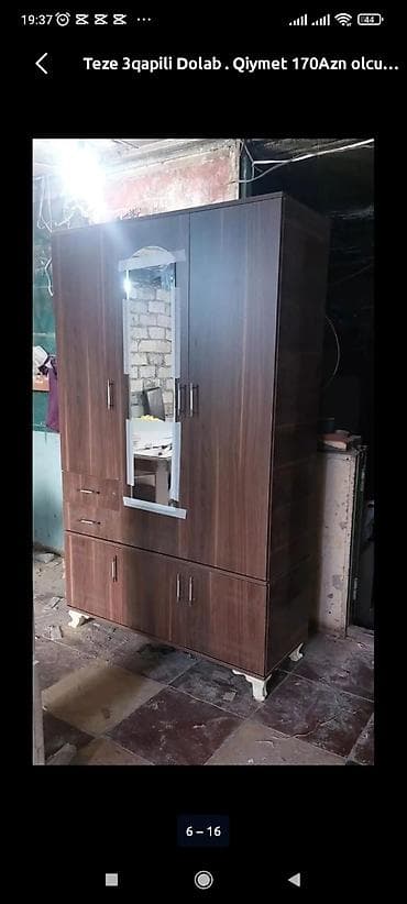 işlenmiş metbext mebelleri: Yeni, 3 qapılı, Ağ, Digər material, Açılan, Düz dolab — 10