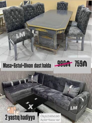 Divan + Masa dəsti Sifarişlə hazırlanır. Dəst şəkildə : 759₼ Divan 
