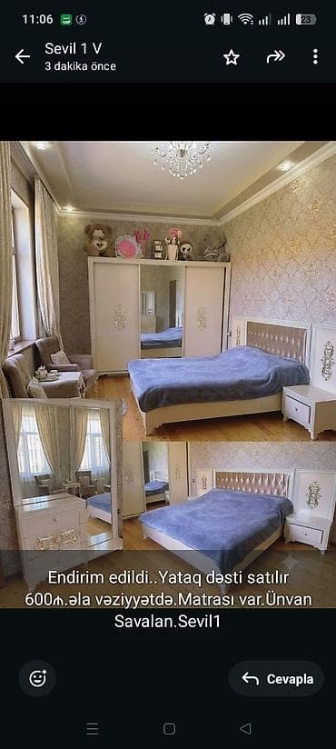 Endirim edildi. Yataq dəsti satılır 600₼.əla vəziyyətdə.Matrası