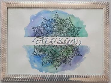 divar saat: Əl işi qrafika və illüstrasiya rəsmləri (mandala və naxışlı — 3