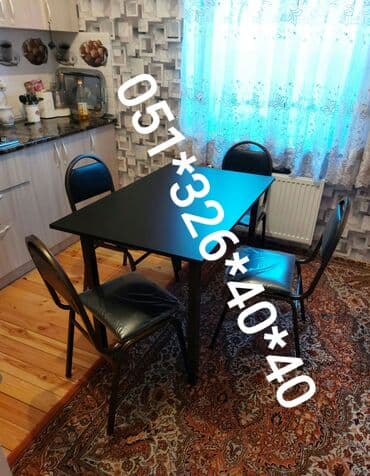Masa və oturacaq dəstləri: Mətbəx üçün, Yeni, Açılmayan, Dördbucaq masa, 4 stul — 13