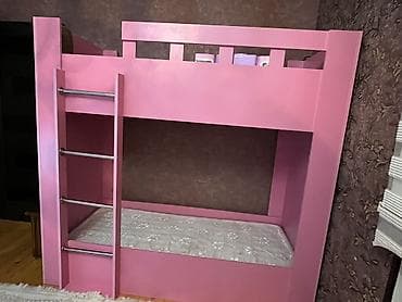 iki mərtəbəli yataq: Oğlan və qız üçün, Çarpayı, Matras ilə, Siyirməsiz, Taxta — 4