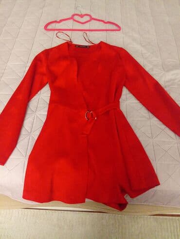 hicablı geyim: Palto, Zara, S, rəng - Qırmızı — 2