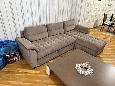Угловой диван, Б/у, Раскладной, С подъемным механизмом, Ткань, Нет доставки — 2