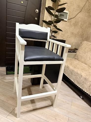 balkon stul: Ağ rəngli taxta bar taburesi/üstü stul - Karkas: möhkəm ağ boyalı — 1