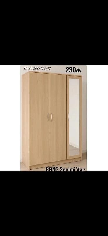 Üç qapılı paltar dolabı - Ölçü: 200×120×47 sm (şəkildə göstərilib) -