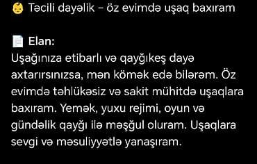 Uşaq baxımı xidməti – öz evimdə Etibarlı və qayğıkeş dayə xidməti
