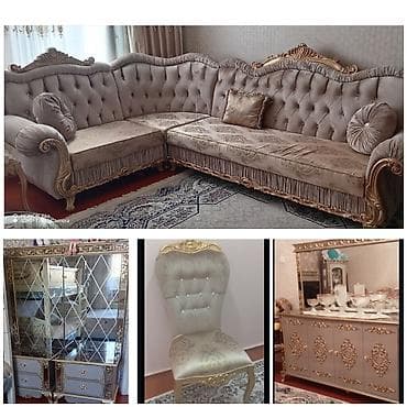 Klassik üslubda zərif qonaq otağı dəsti - Künc divan: Yumşaq — 1