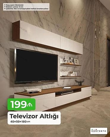 dekor ref: Televizor altlığı və divar modulu dəsti - Ölçü (altlıq): 40 × 50 × — 1