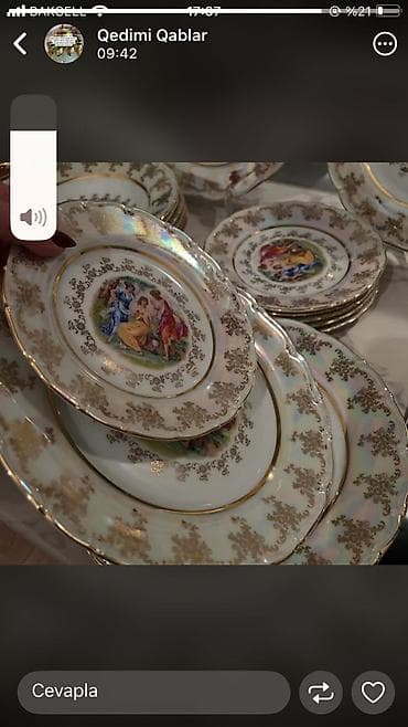 tatli un memulatlari gunesli: Nahar dəsti, rəng - Qızılı, Farfor, Çexiya — 3