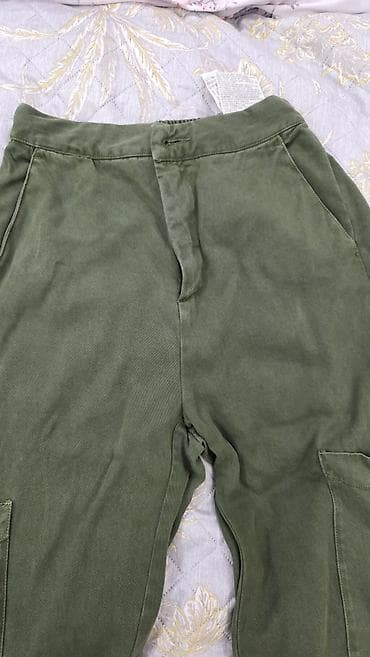 Мужская одежда: Комбат Мужские брюки, Zara, M, цвет - Зеленый — 3