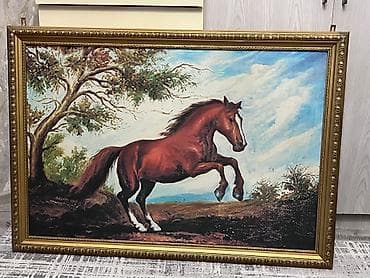 At təsviri: “Şahə qalxan at” mövzusunda böyük ölçülü rəsm əsəri