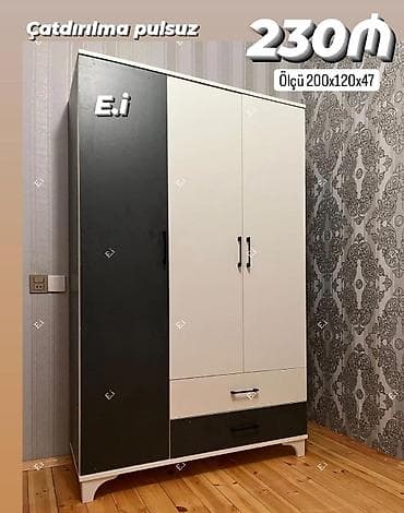 3 qapılı, Siyirməli, Rəngli, Taxta, Açılan, Düz dolab