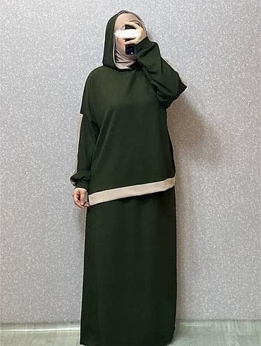 ərəb kişi geyimləri: Xaki-yaşıl rəngdə iki hissəli modest dəst - Model: uzun ətək + — 1