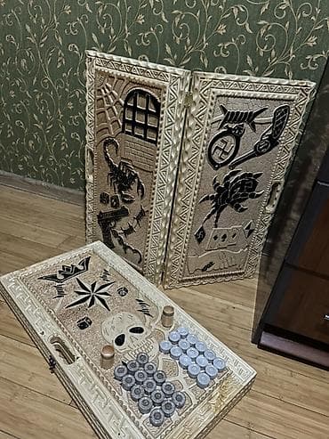 Нарды: Taxta nərd–şahmat dəsti - Material: ağacdan hazırlanın, ikitərəfli — 1
