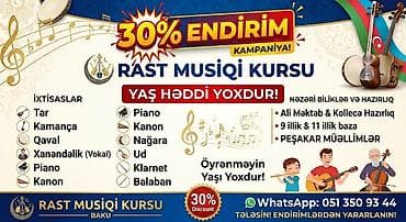 Rast Musiqi Kursu – 30% endirim kampaniyası Yaş həddi yoxdur! lalafo.az -da Rast Musiqi Kursu – 30% endirim kampaniyası Yaş həddi yoxdur!