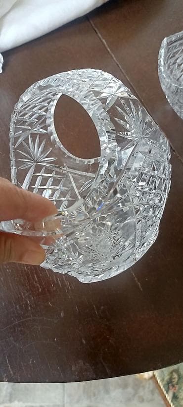 iran qablari: Çexoslovakiyanın Kəsimli kristal şüşə qab dəsti (2 ədəd) - Material — 3