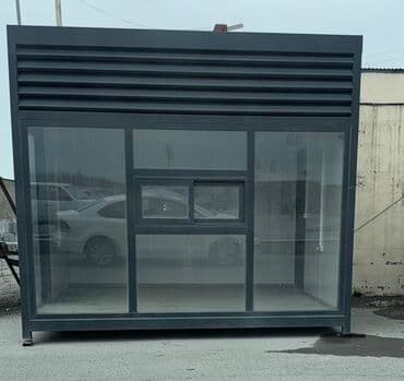 pos terminal: Şüşəli modul köşk/pavilon - Müasir dizayn: qrafit rəngli metal — 1