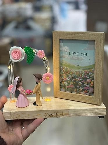 ata ogul sekilleri: Romantik LED dekorativ kompozisiya – foto çərçivəli stolüstü suvenir — 2