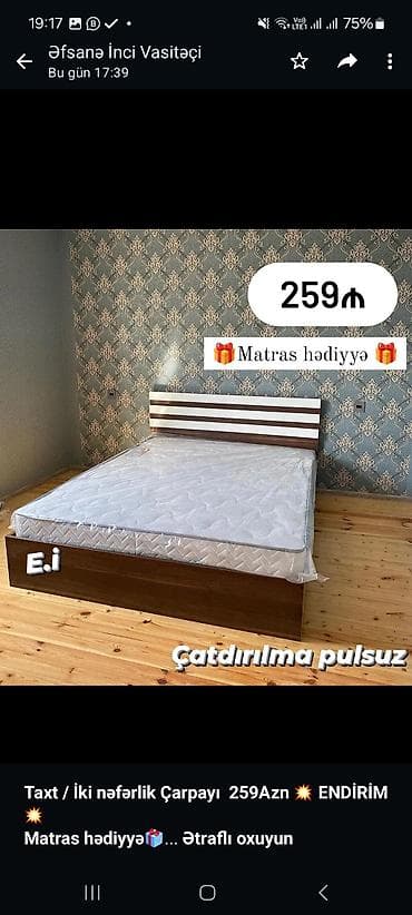 dosekler: *Taxt / İki nəfərlik Çarpayı 259Azn 💥 ENDİRİM💥* *Matras hədiyyə🎁* — 4
