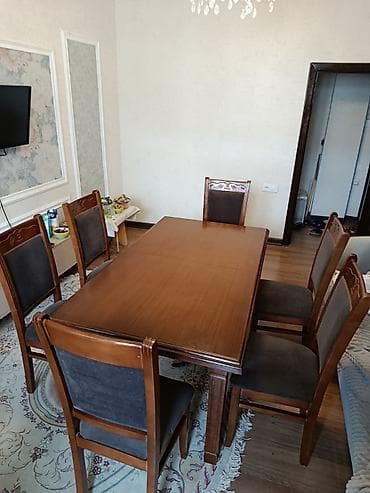 sade yataq mebelleri: Qonaq otağı üçün, Dördbucaq masa, 6 stul — 3