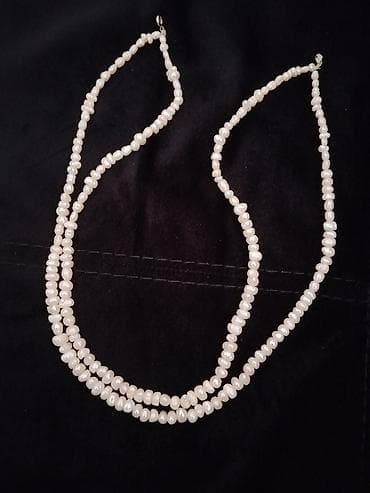 İkiqətər mirvari boyunbağı - Material: Təbii (irregular forma) ağ