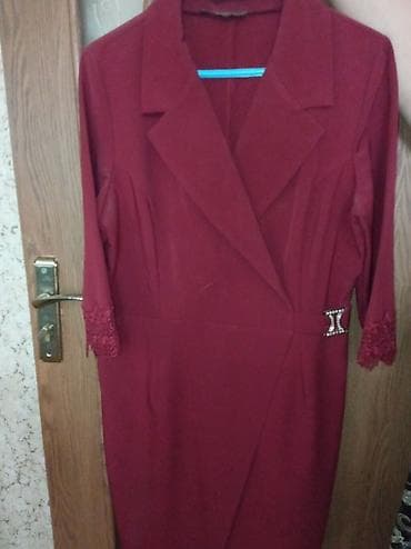 Bordo rəngdə zərif qadın paltarı - Dizayn: Blazer tipli üst hissə — 1
